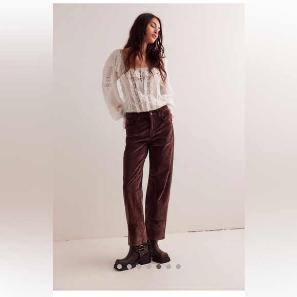 Free People We The Free Risk Taker Cord Jeans-Chocolate Truffle-NWOT - Picture 1 of 9